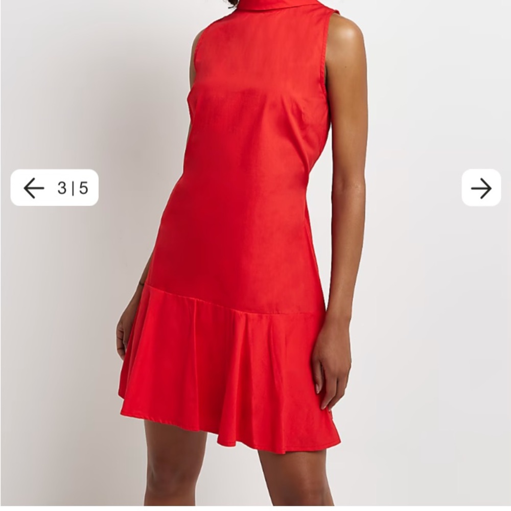 River Island Red High Neck Mini Shift Dress UK 18